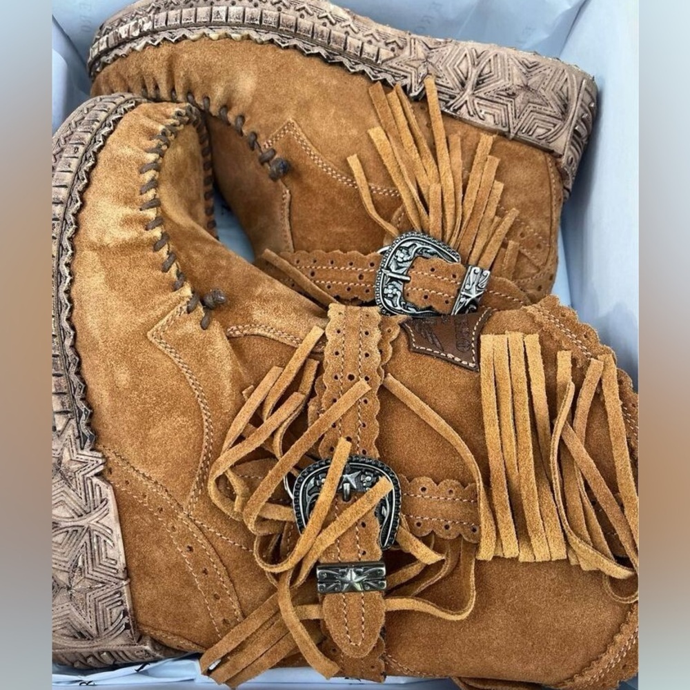 EL VAQUERO BROWN MOCCASIN WEDGE BOOTS SIZE 37 7 - Picture 5 of 6